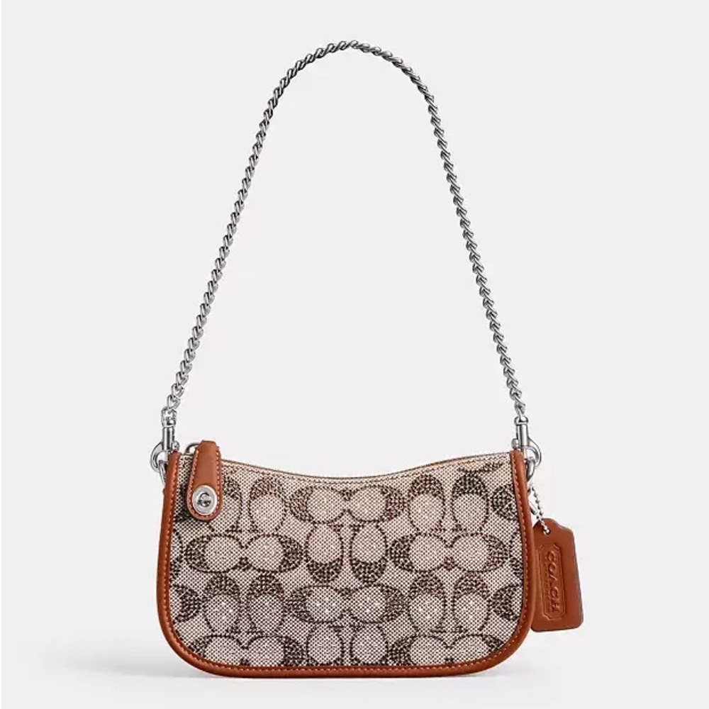 Coach swinger 20 in crystal signature jacquard